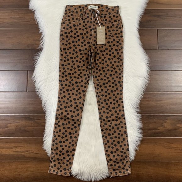 Madewell Women's Size 24 Leopard Dot 10" High Rise Skinny Jeans K1881 - Picture 1 of 9